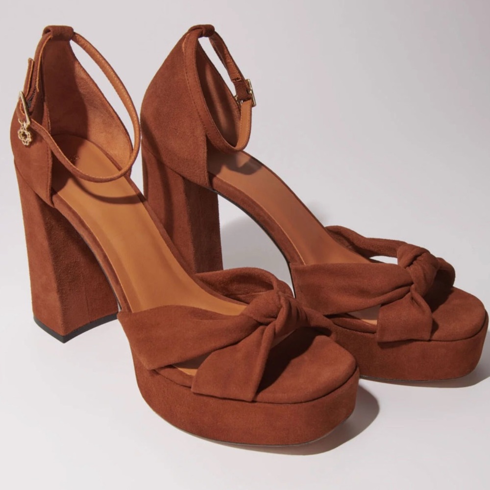 Maje Brown Platform Sandals with Chunky Heel
